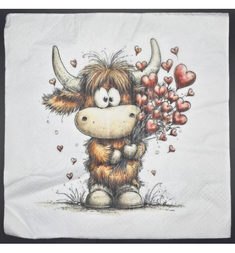 Serviette Lustige Kuh mit Herzen