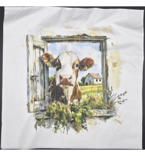 Serviette Kuh schaut durchs Fenster