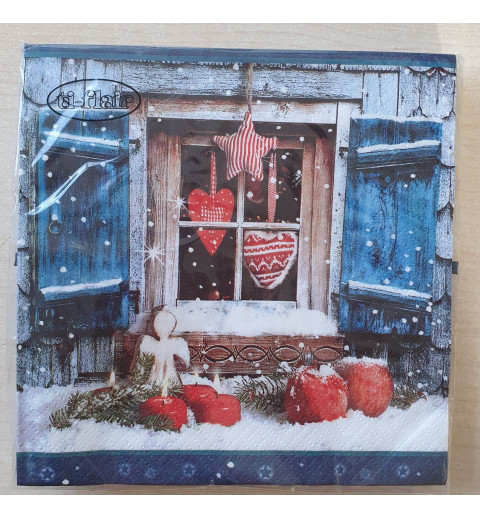 Servietten Fenster mit Winterdekoration