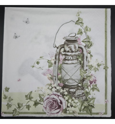 Serviette Laterne/Rosen
