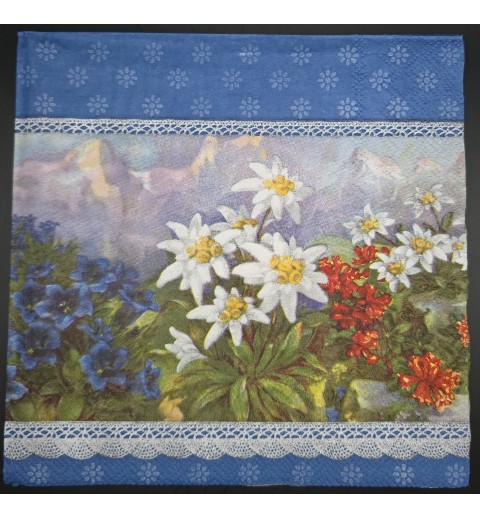 Serviette Edelweiss und Enzian blau