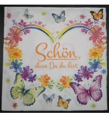 Serviette Schön, dass/Blumen Herz bunt