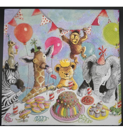 Serviette Kinderparty mit Wildtieren