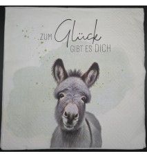 Serviette Zum Glück gibt es Dich/Eselmotiv
