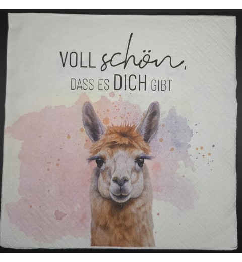 Serviette Voll schön, dass es Dich gibt/Lama Motiv