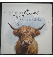 Serviette Du bist etwas ganz Besonderes/Hochlandrind Motiv