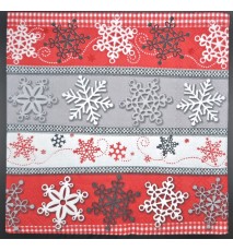 Serviette Schneeflocken/Hintergrund weiss-rot-grau