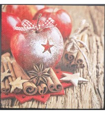 Serviette Apfel/Zimtstangen rot-braun