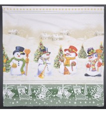 Serviette Schneemänner mit Besen/Weihnachtbäume/Schneelandschaft