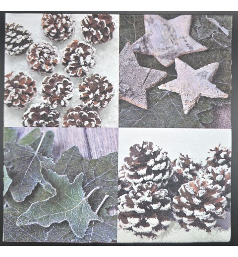 Serviette Tannenzapfen/Schnee/Rindensterne