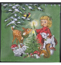 Serviette Engel/Bambi/Weihnachtsbaum