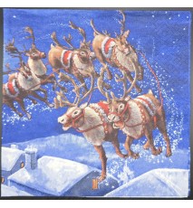 Serviette Weihnachtsmann im Rentierschlitten/Mond