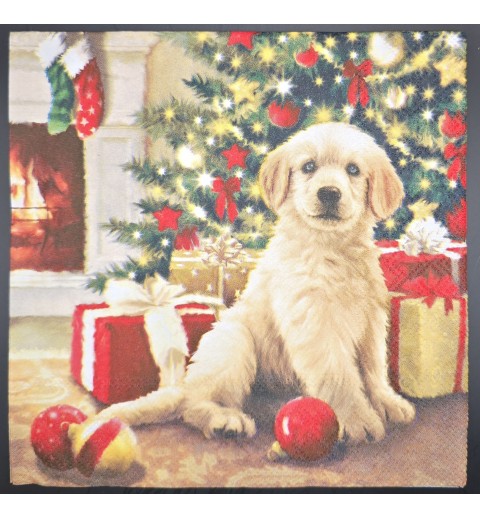 Serviette Hund/Weihnachtsbaum/Geschenke