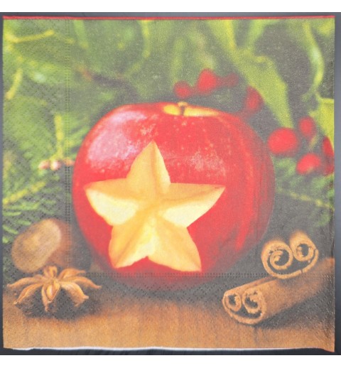 Serviette Apfel mit Stern rot-grün