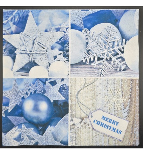 Serviette Weihnachtsdeko blau-weiss