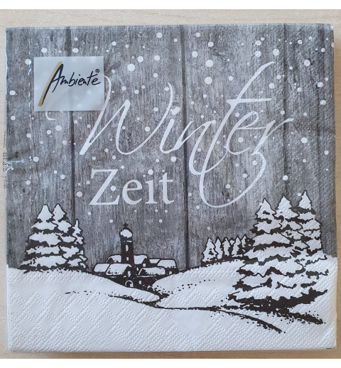 Servietten Winterzeit grau