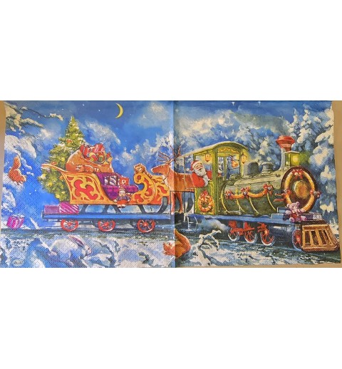 Serviette Bunte Weihnachtslokomotive
