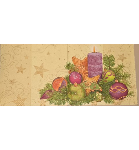 Serviette Weihnachtsgesteck violette-orange-grün-pink
