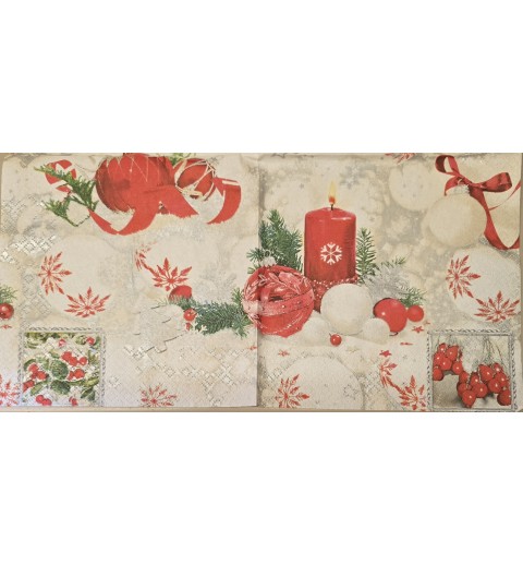 Serviette Weihnachtsdeko rot-weiss-grün