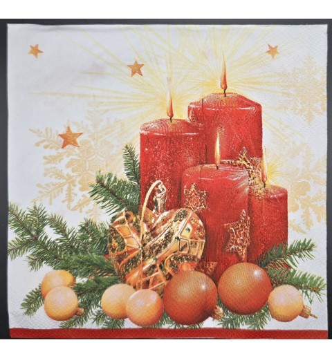 Serviette Weihnachtsgesteck rot-orange-grün