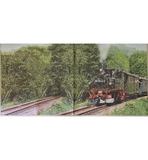 Serviette Lokomotive schwarz-rot/Gleise/Wald
