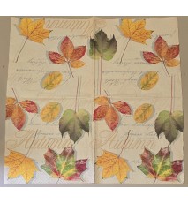 Serviette Herbstblätter und Schrift gelb-orange-grün