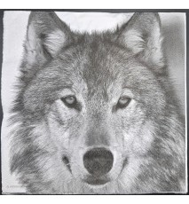 Serviette Wolfskopf grau-weiss