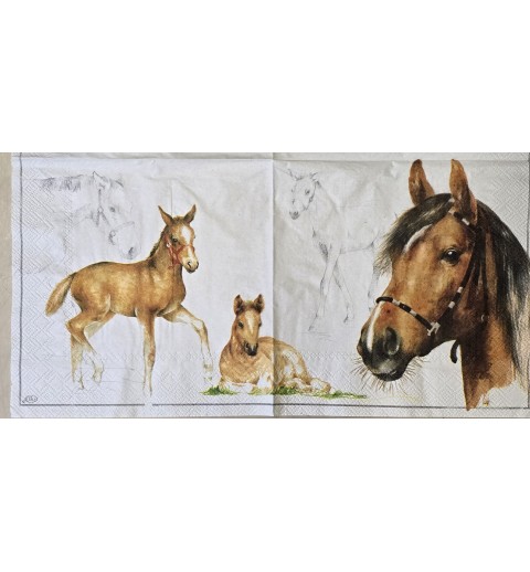 Serviette Zwei Fohlen/Pferdekopf