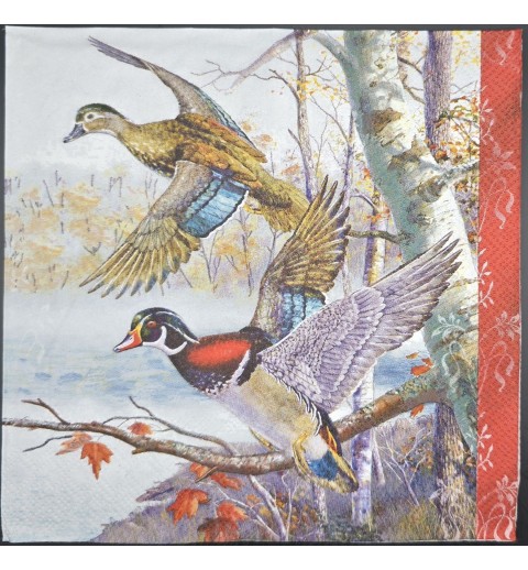 Serviette Fliegende Enten/Weiher/Bäume
