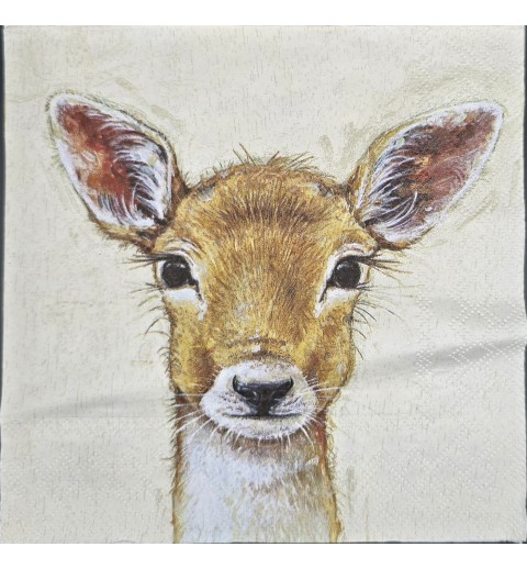 Serviette Rehkopf/Hintergrund weiss