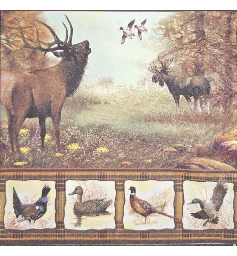 Serviette Elch/Hirsch/Fasan/Ente/Wald