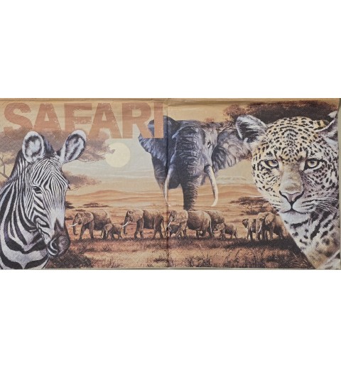 Serviette Elefanten/Leopard/Safarilandschaft
