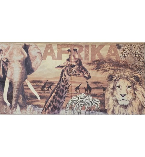 Serviette Elefant/Giraffe/Löwe/Zebra braun-creme