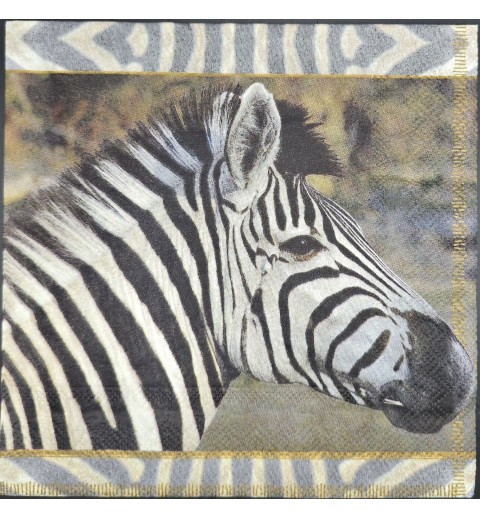 Serviette Foto Zebrakopf/Hintergrund Zebramuster