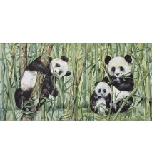 Serviette Pandabär Familie mit Bambus