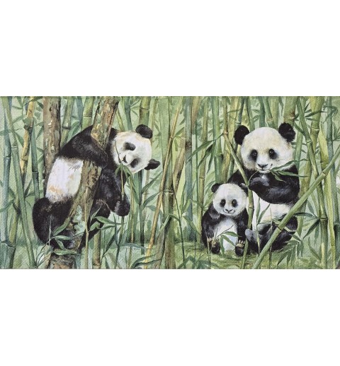 Serviette Pandabär Familie mit Bambus