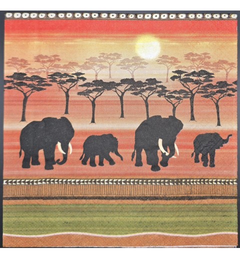 Serviette Elefanten/Safari Landschaft