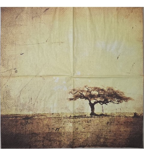 Serviette Wüste mit afrikanischem Baum gelb-orange-braun