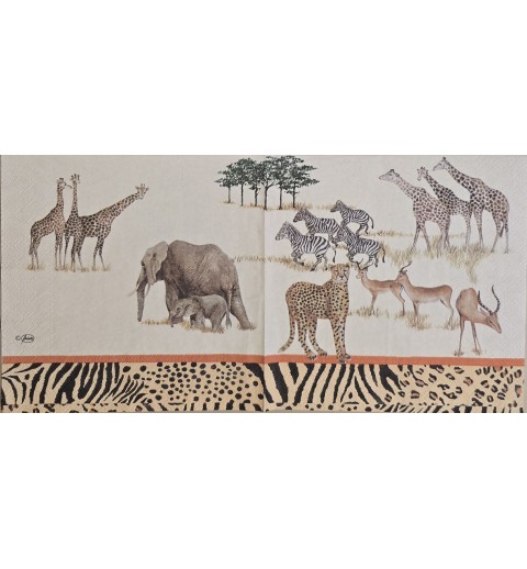 Serviette Wild Life/Tiermuster am Rand