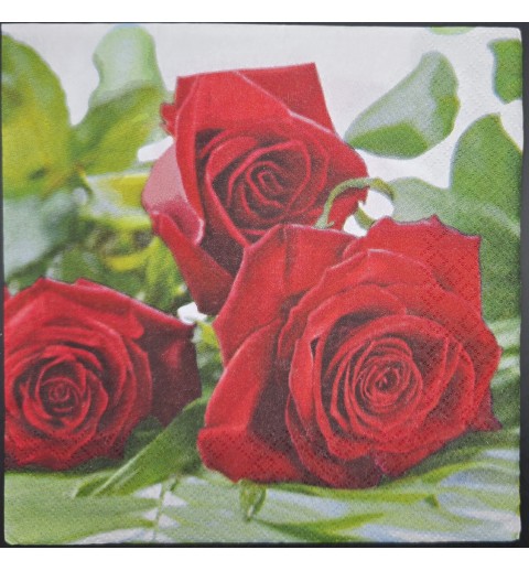 Serviette Foto Drei rote Rosen