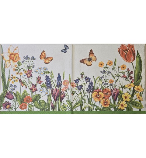 Serviette Blumenwiese mit Schmetterlingen