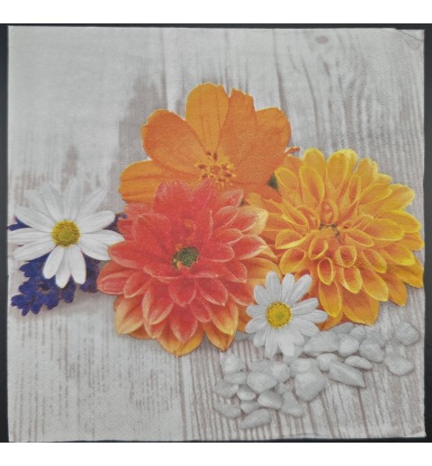 Serviette Dahlien orange töne