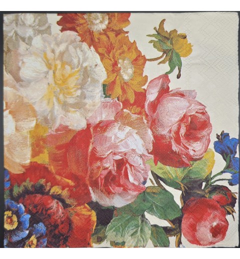 Serviette Aquarell Blumen weiss-gelb-lachs-orange