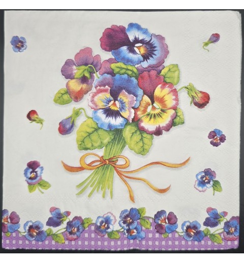 Serviette Aquarell Stiefmütterchen Strauss