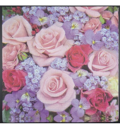 Serviette Rosenbouquet rosa-pink-violette