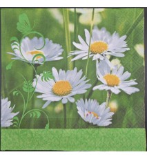 Serviette Hintergrund grün/Margeriten Wiese