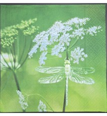 Serviette Kerbel/Libelle grün-weiss