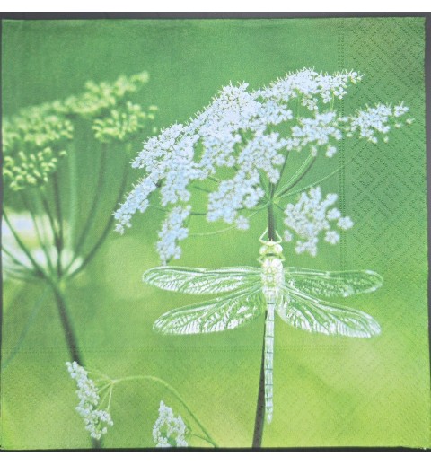 Serviette Kerbel/Libelle grün-weiss
