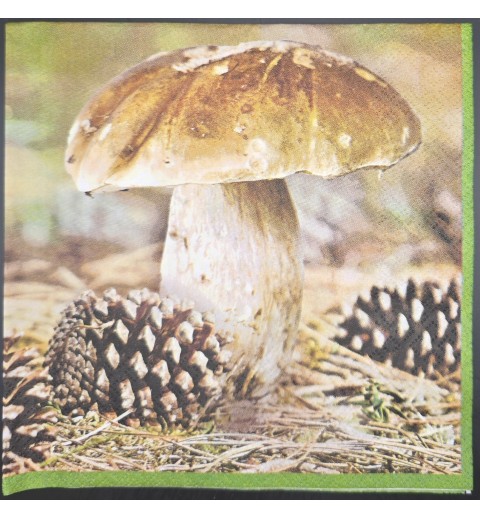 Serviette Steinpilz/Tannenzapfen braun-beige-grün