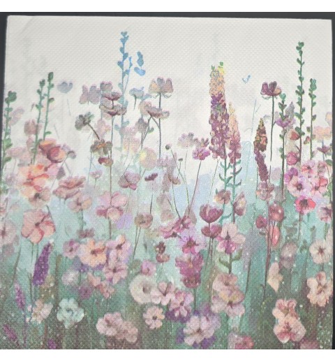 Serviette Blumenwiese rosa-magenta-mint